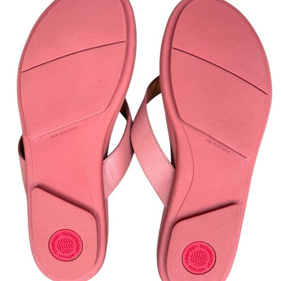 FitFlop GRACIE Leather Pink and Tan Flip-Flops Size 10 - Picture 5 of 6